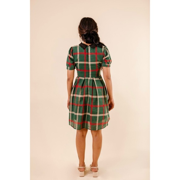 Ivy City Co Green Plaid Collared Dress - Picture 3 of 7
